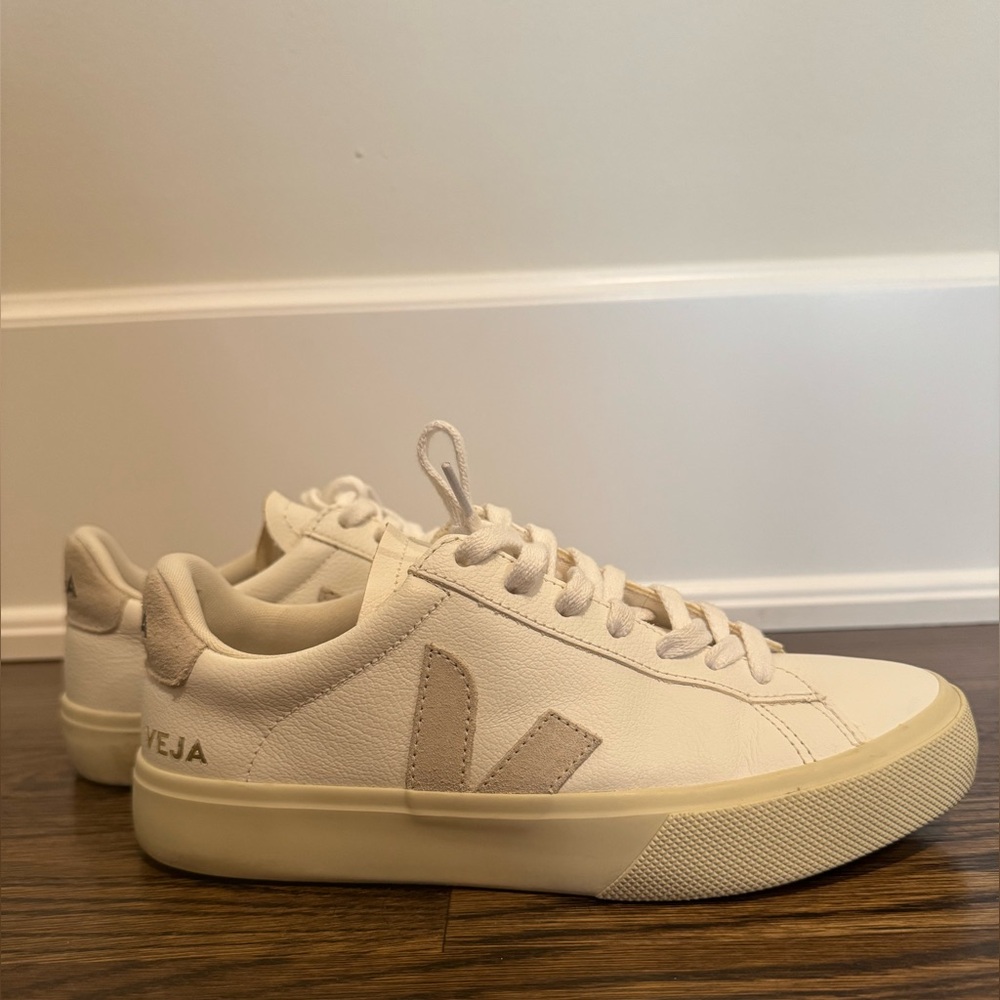 Veja Campo White and Natural Suede Sneakers